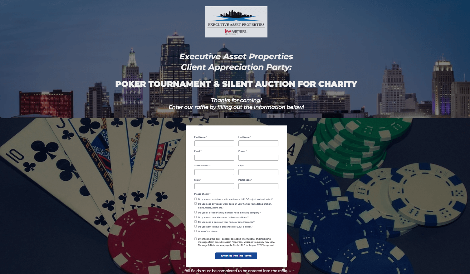 Charity Poker Event Raffle Opt-In Image